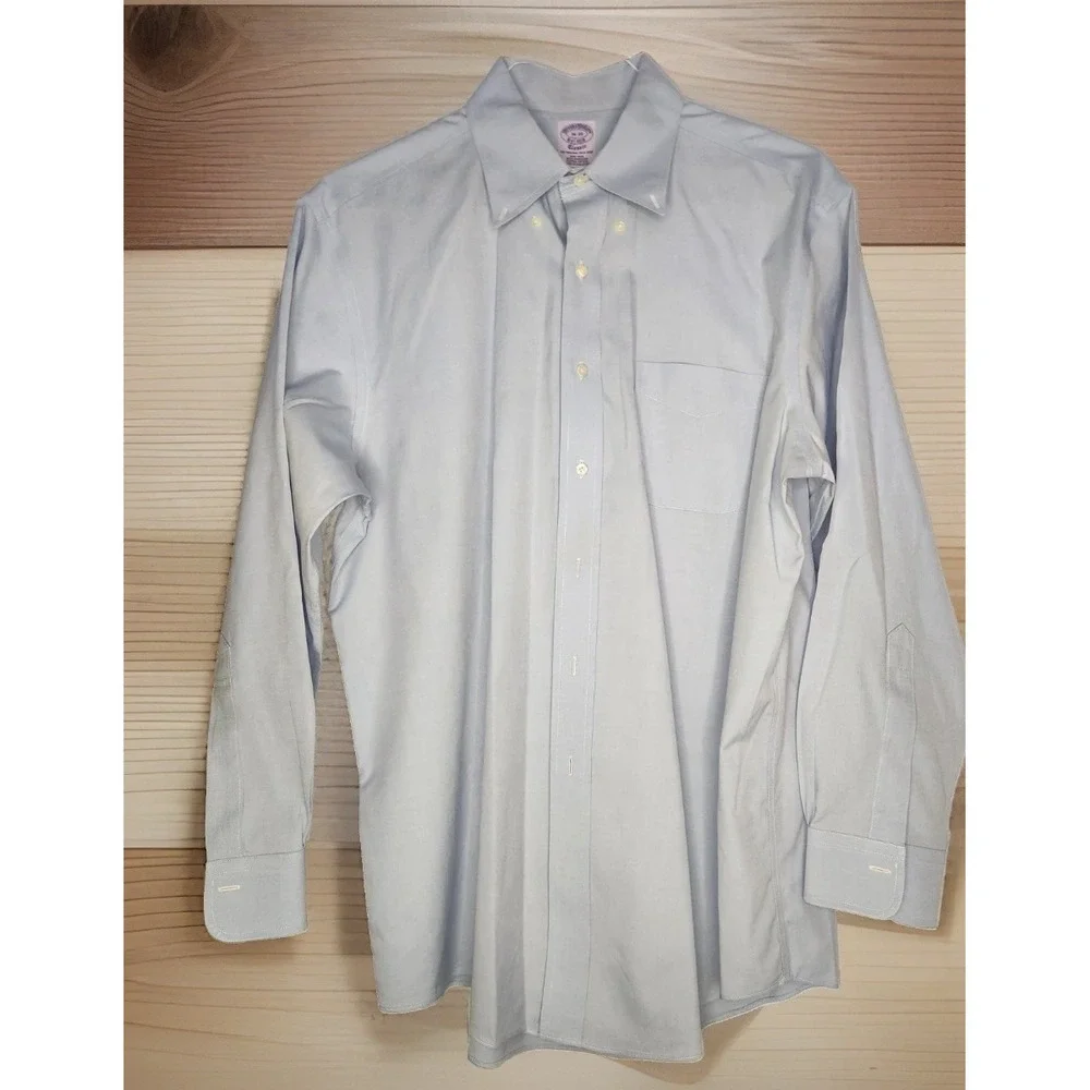 Brooks Brothers Blue Supima Cotton Non Iron Dress Shirt 16-33 Classic Fit